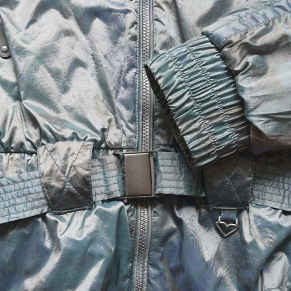 Vintage 80s Obermeyer Belted Cinch Waist Pearlescent Pastel Ski Jacket - Picture 6 of 6